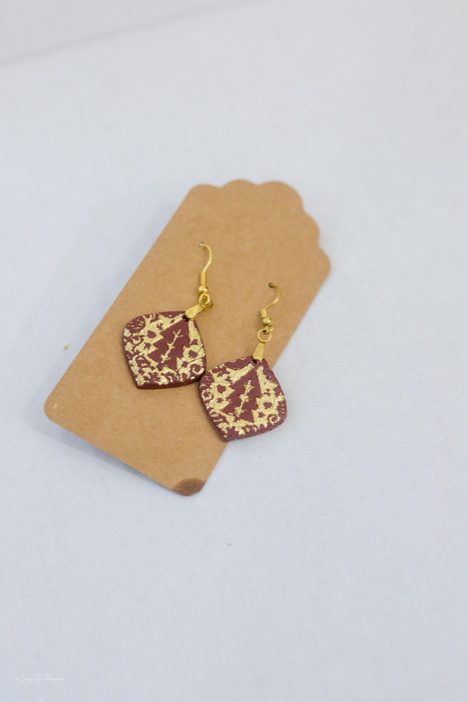 Red and Gold Foil Stamped Earring