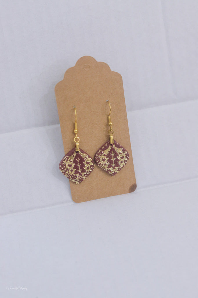 Red and Gold Foil Stamped Earring