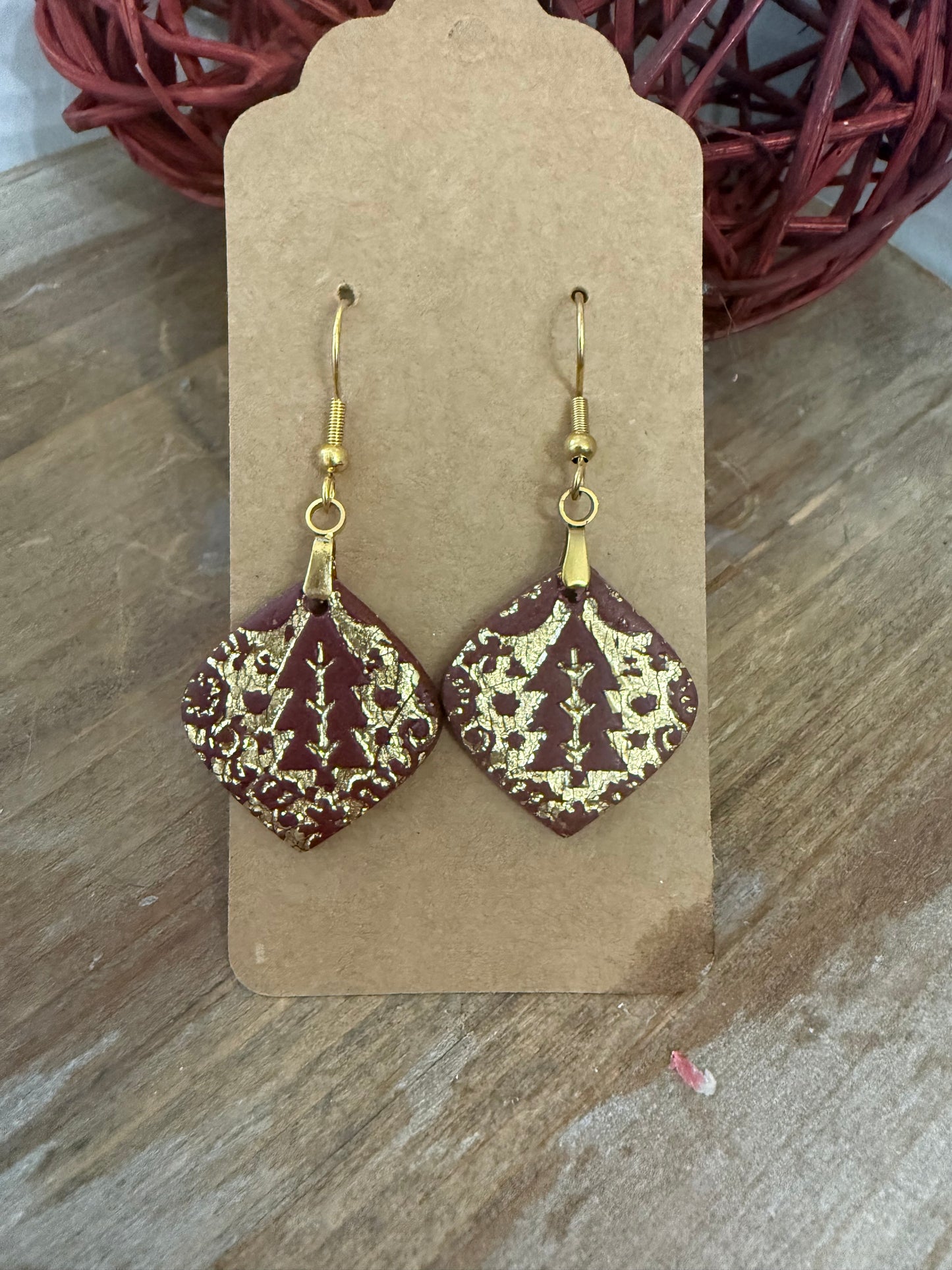 Red and Gold Foil Stamped Earring