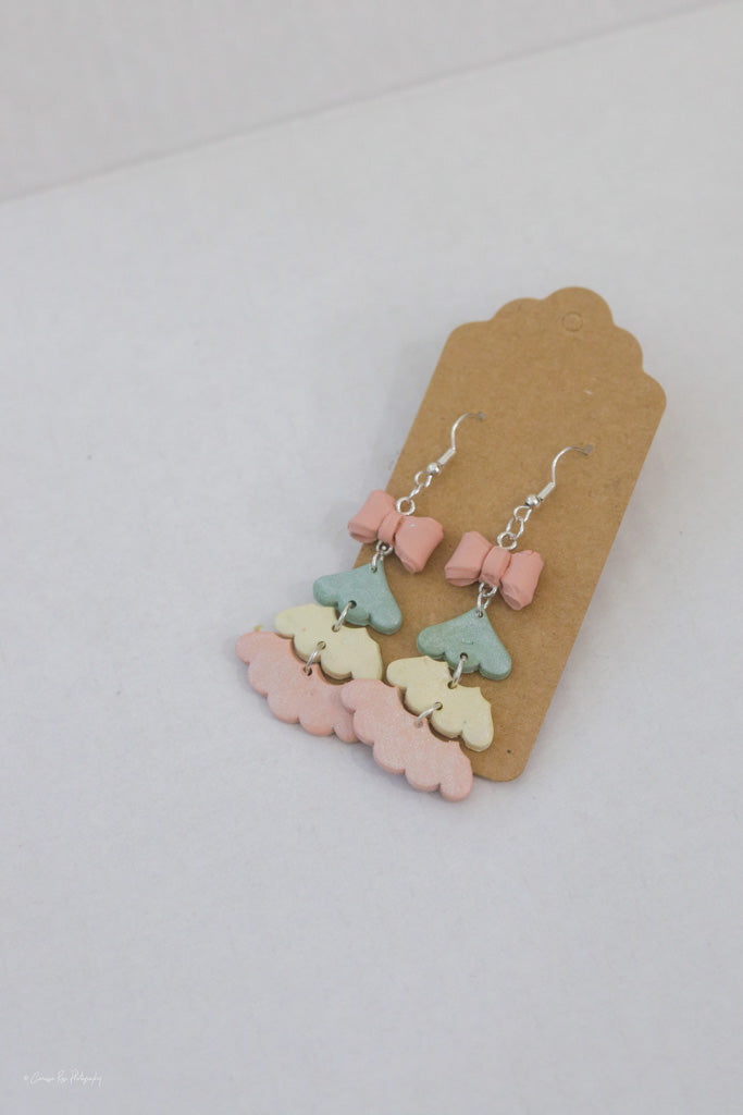 3 Piece Pink Bow Tree Dangle Earring