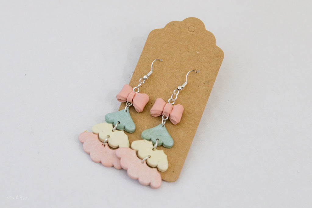 3 Piece Pink Bow Tree Dangle Earring