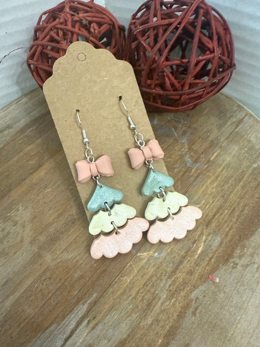 3 Piece Pink Bow Tree Dangle Earring