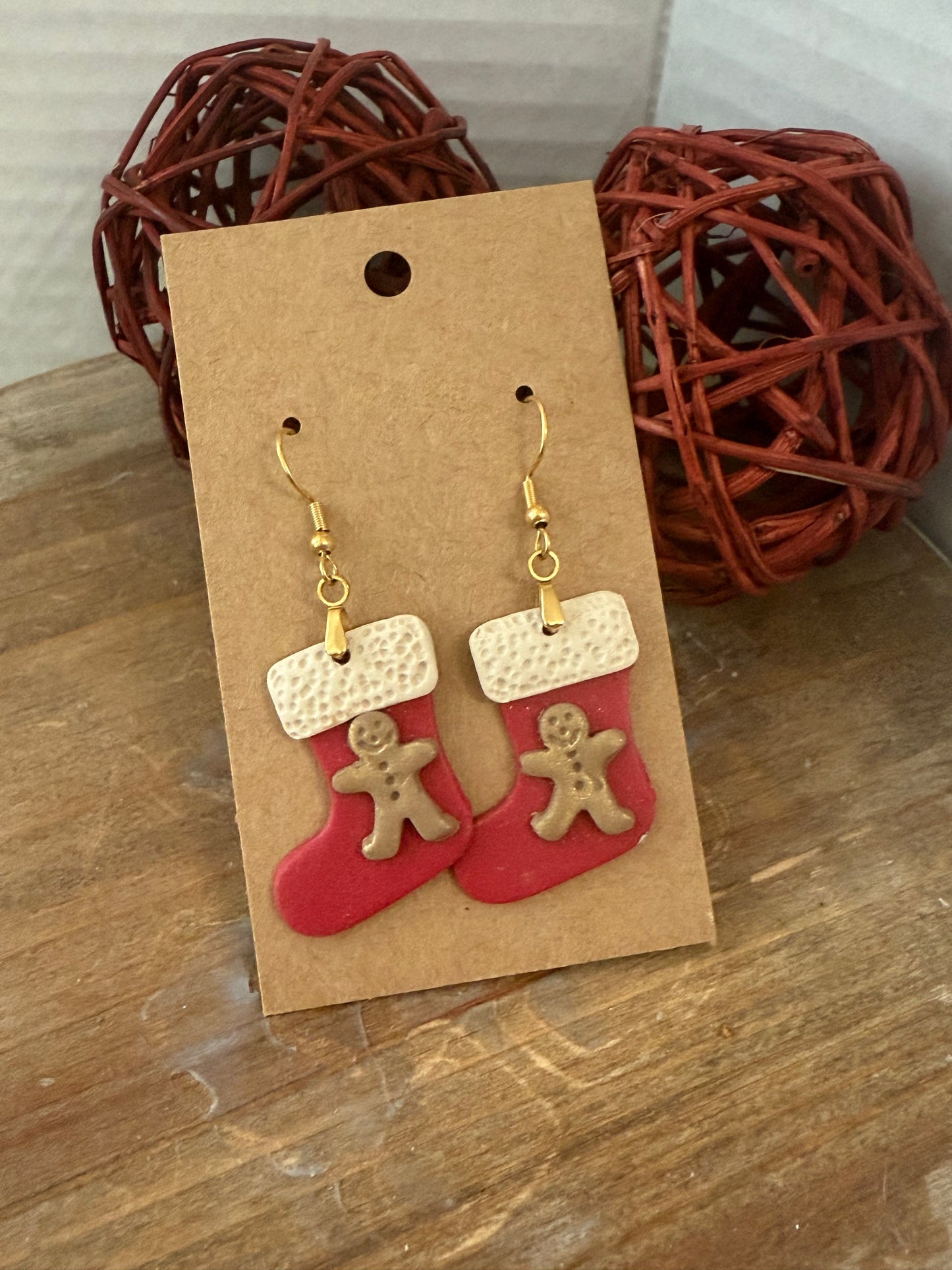 Gingerbread Man Stocking Earring