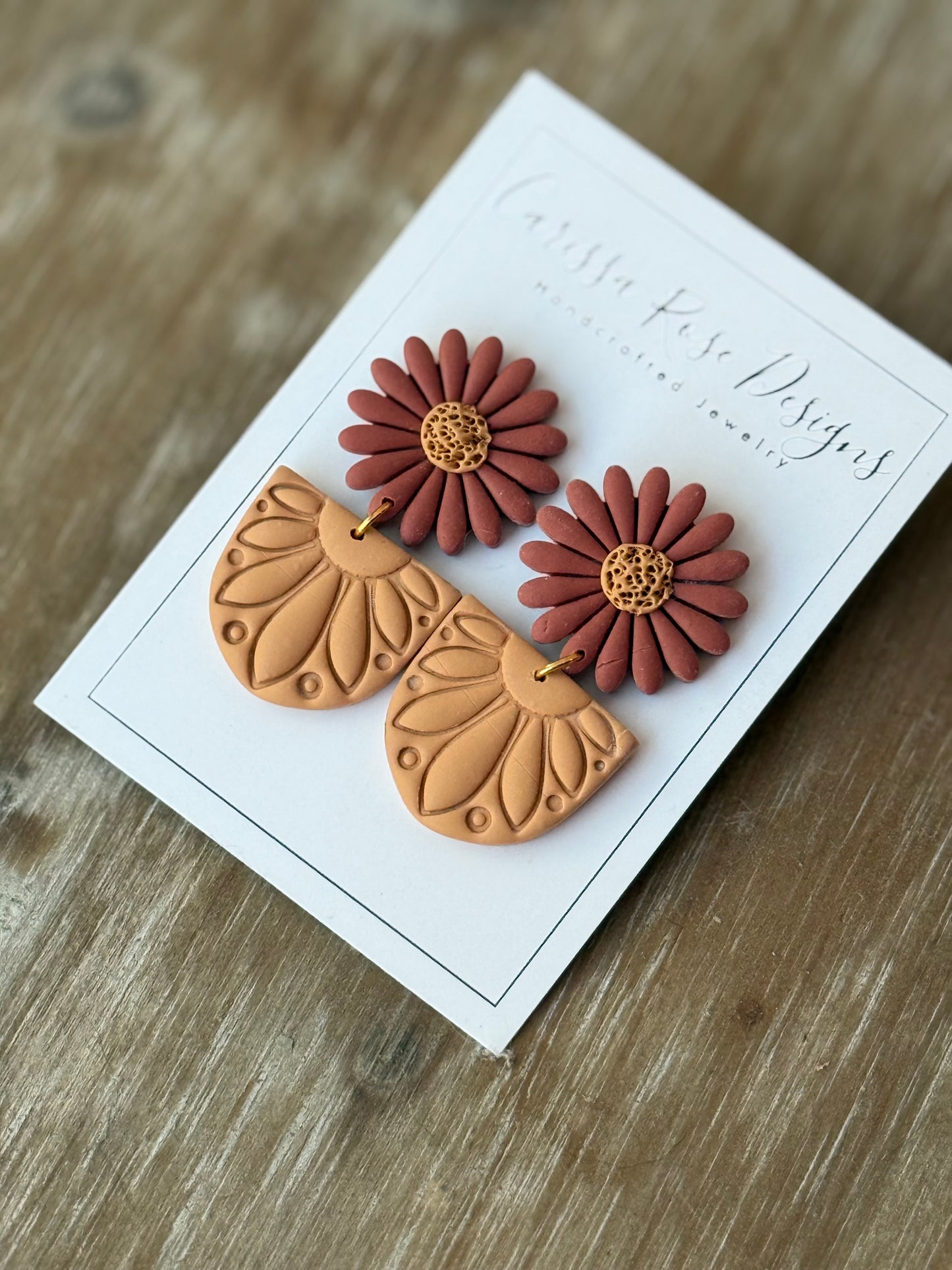 Fall Inspired Rust and Gold Sunflower Statement Earring