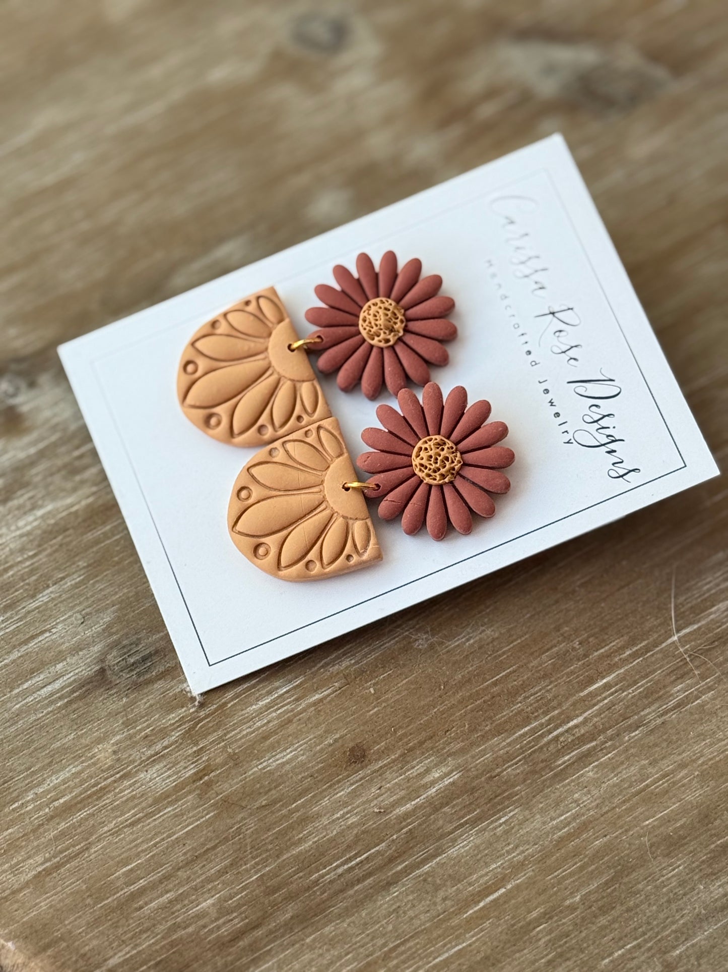 Fall Inspired Rust and Gold Sunflower Statement Earring