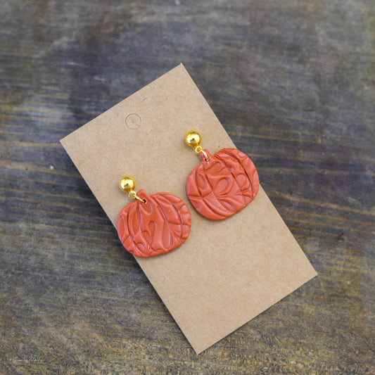 Orange Filigree Pumpkin Earring