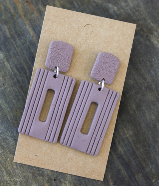 Dusty Rose Rectangle Earring