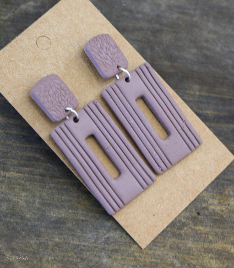 Dusty Rose Rectangle Earring